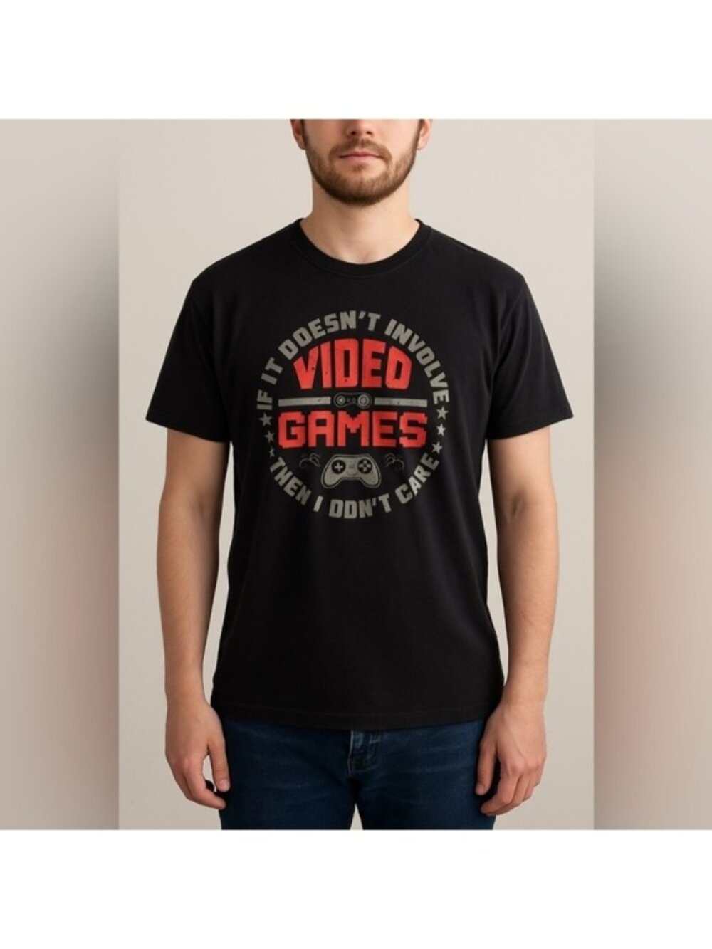 “If It Doesn’t Involve Video Games Then I Don’t Care” Graphic Tee – Size L